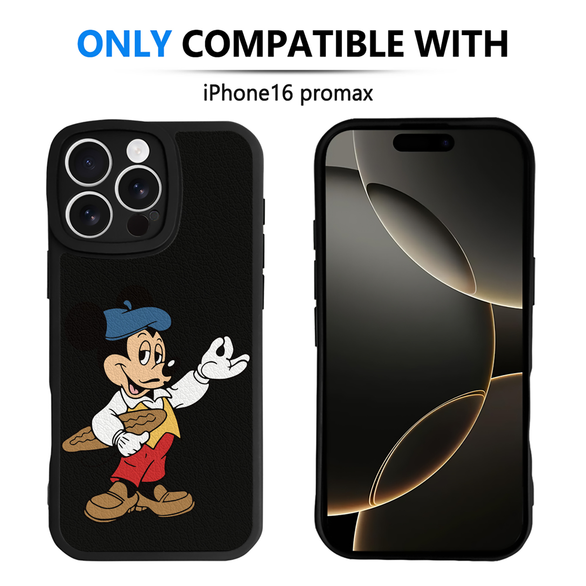 （画像用） ミッキーマウス Mickey Mouse 【iPhone 16シリーズ対応】シリコンスマホケース（レザー調） 材質：シリコン